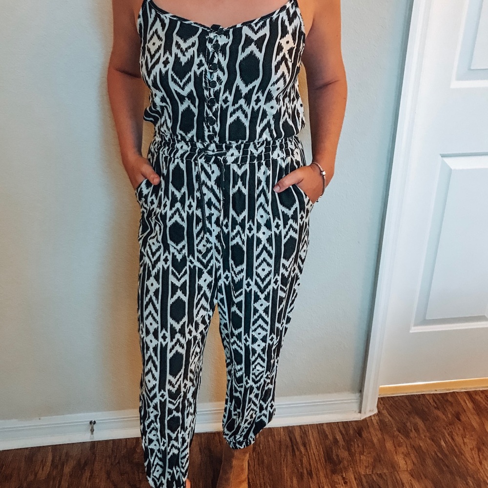 Black and White Tribal Print Jumpsuit